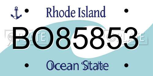 BO85853 Rhode Island License Plate