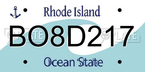 BO8D217 Rhode Island License Plate