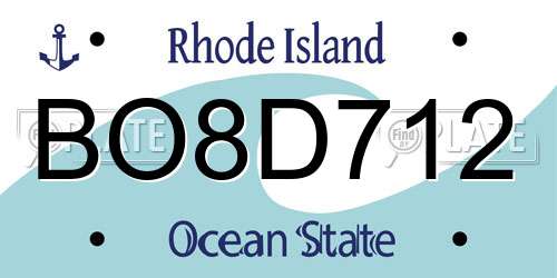 BO8D712 Rhode Island License Plate