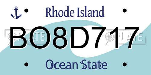 BO8D717 Rhode Island License Plate