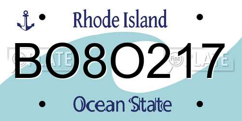 BO8O217 Rhode Island License Plate