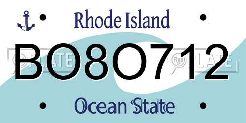 BO8O712 Rhode Island License Plate