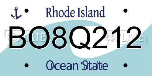 BO8Q212 Rhode Island License Plate