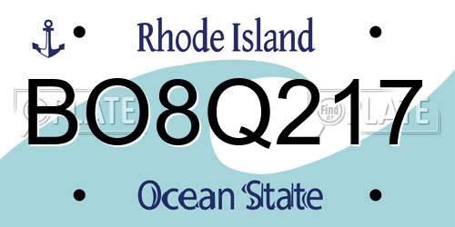 BO8Q217 Rhode Island License Plate
