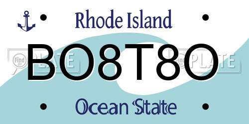 BO8T8O Rhode Island License Plate