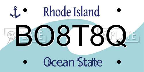 BO8T8Q Rhode Island License Plate
