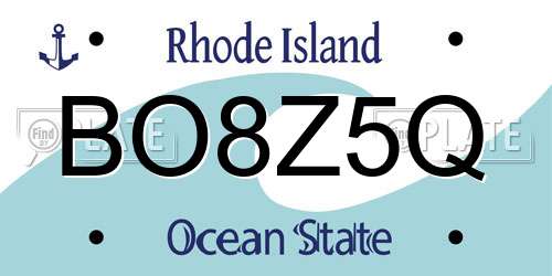 BO8Z5Q Rhode Island License Plate