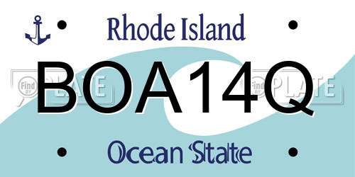 BOA14Q Rhode Island License Plate