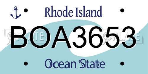 BOA3653 Rhode Island License Plate