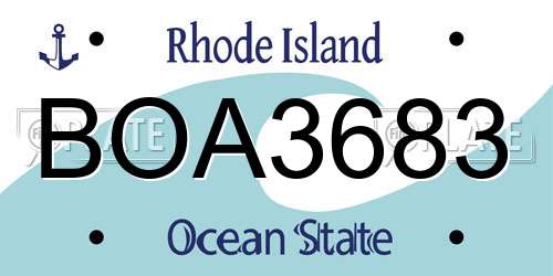BOA3683 Rhode Island License Plate