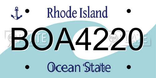 BOA4220 Rhode Island License Plate