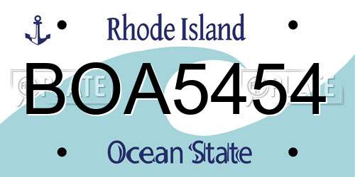 BOA5454 Rhode Island License Plate