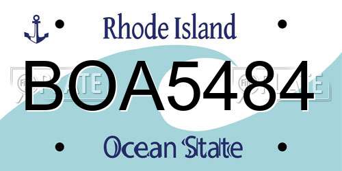 BOA5484 Rhode Island License Plate