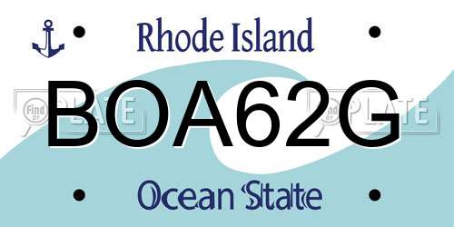 BOA62G Rhode Island License Plate