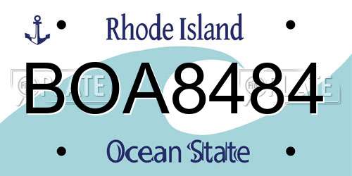 BOA8484 Rhode Island License Plate