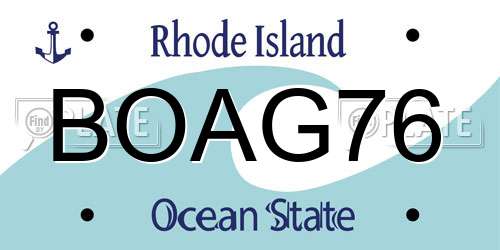 BOAG76 Rhode Island License Plate