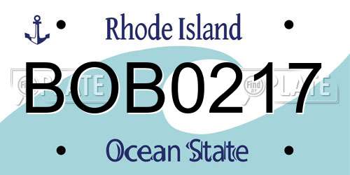 BOB0217 Rhode Island License Plate