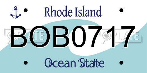 BOB0717 Rhode Island License Plate
