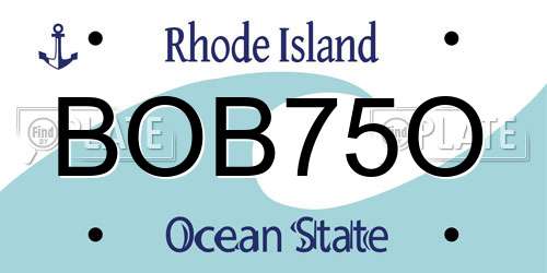 BOB75O Rhode Island License Plate