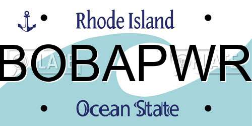BOBAPWR Rhode Island License Plate