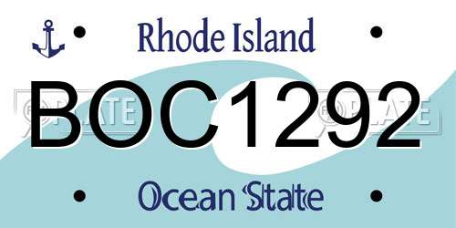 BOC1292 Rhode Island License Plate
