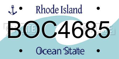 BOC4685 Rhode Island License Plate