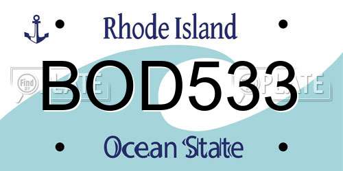 BOD533 Rhode Island License Plate