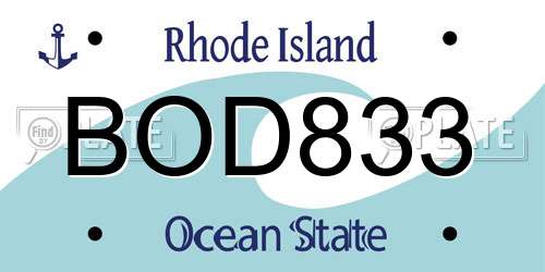 BOD833 Rhode Island License Plate