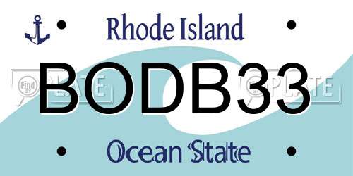BODB33 Rhode Island License Plate