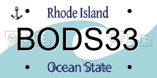 BODS33 Rhode Island License Plate
