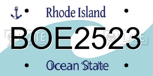 BOE2523 Rhode Island License Plate