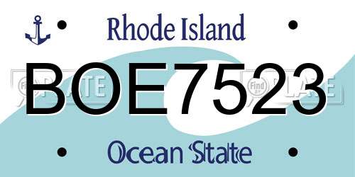 BOE7523 Rhode Island License Plate