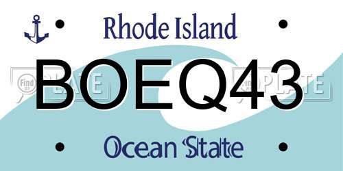 BOEQ43 Rhode Island License Plate