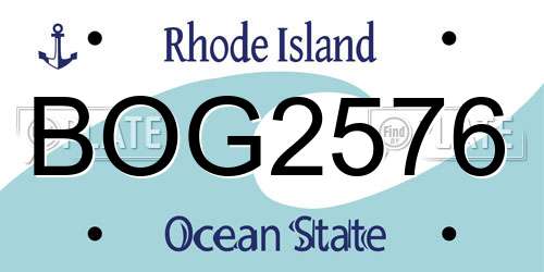BOG2576 Rhode Island License Plate