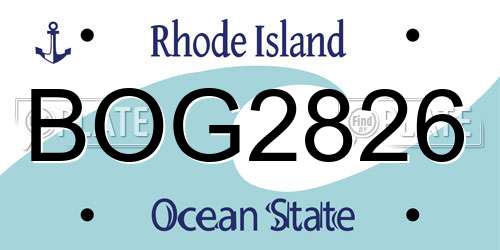 BOG2826 Rhode Island License Plate