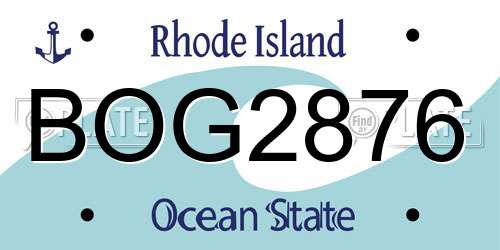 BOG2876 Rhode Island License Plate