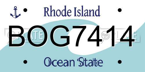 BOG7414 Rhode Island License Plate