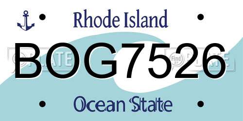 BOG7526 Rhode Island License Plate