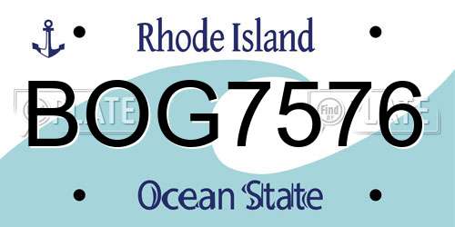BOG7576 Rhode Island License Plate