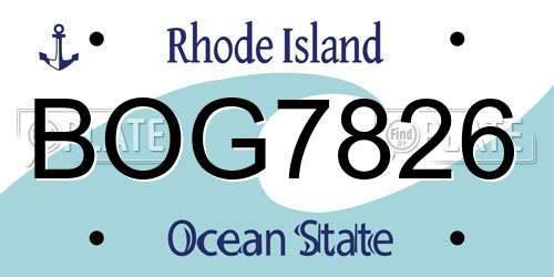 BOG7826 Rhode Island License Plate