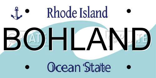 BOHLAND Rhode Island License Plate
