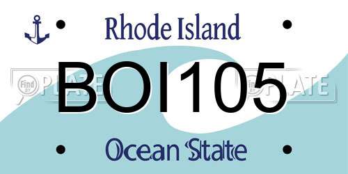 BOI105 Rhode Island License Plate