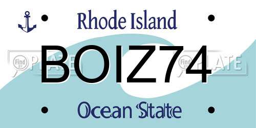 BOIZ74 Rhode Island License Plate