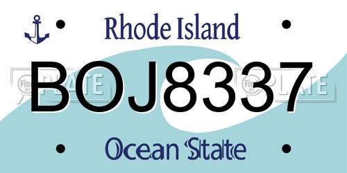 BOJ8337 Rhode Island License Plate