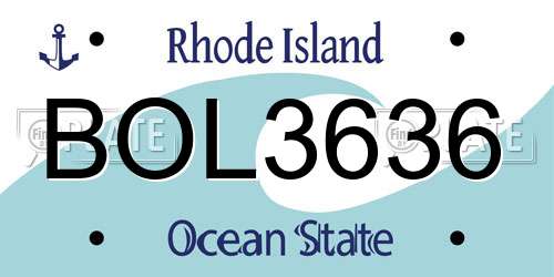 BOL3636 Rhode Island License Plate