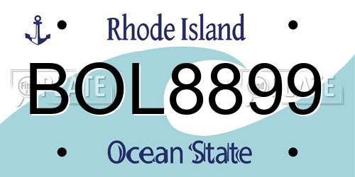 BOL8899 Rhode Island License Plate