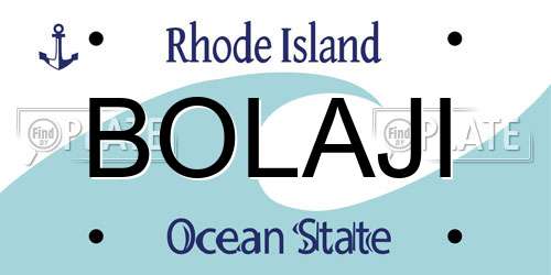 BOLAJI Rhode Island License Plate