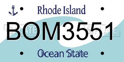 BOM3551 Rhode Island License Plate