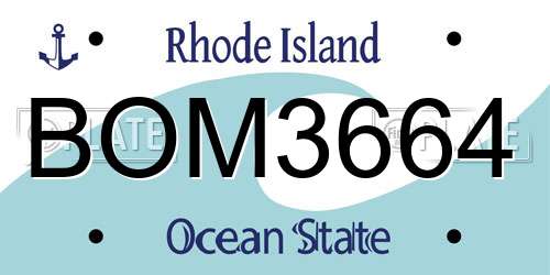 BOM3664 Rhode Island License Plate