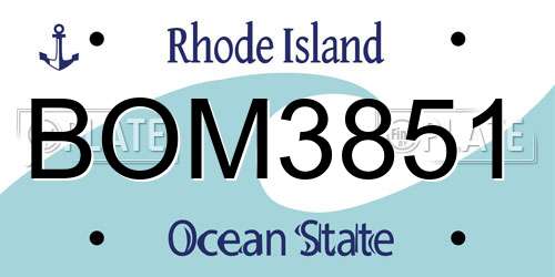 BOM3851 Rhode Island License Plate